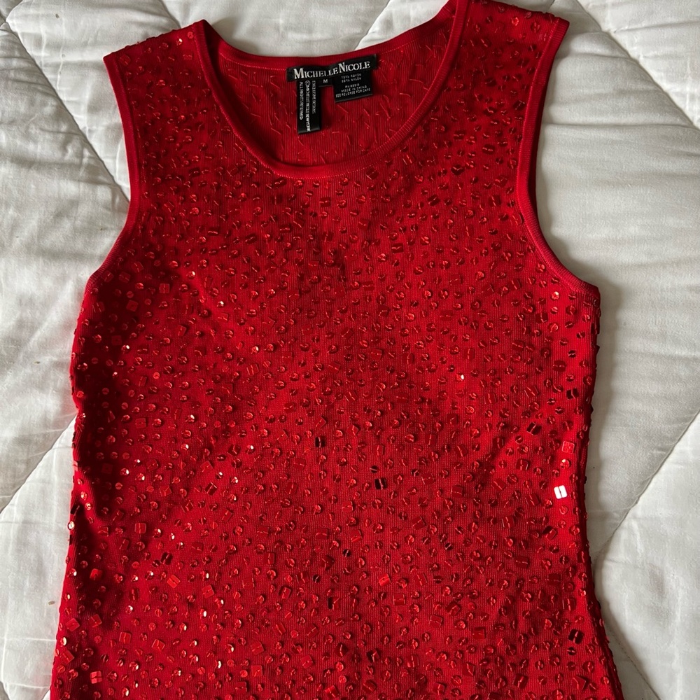 Michelle Nicole Sparkling Red Tank Top